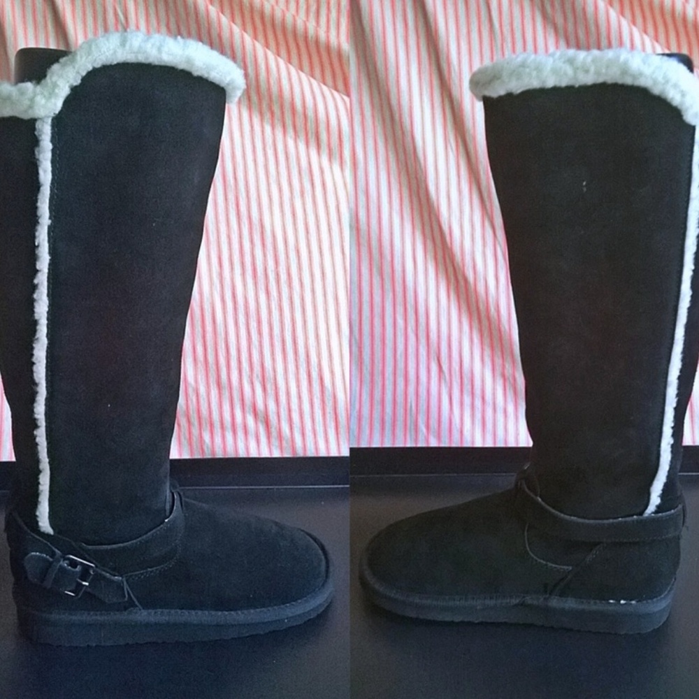 New Nine West Genuine Suede Leather Black Boots